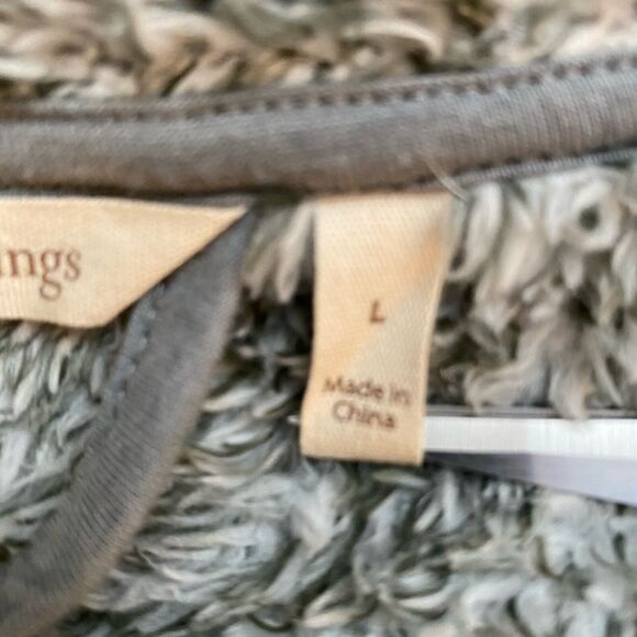 Soft Surroundings Womens Gray Fleece Cardigan Sweater Sz Large One Button Light - Picture 9 of 12